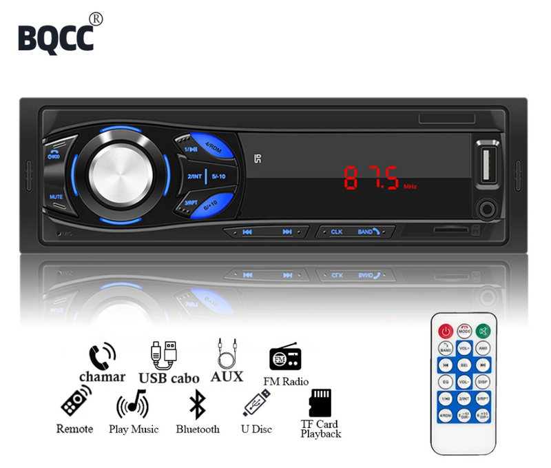 BQCC Car Stereo Player FM Radio 1 din MP3 Player Digital Bluetooth Car Radio Stereo Audio Music USB/SD with In Dash AUX Input