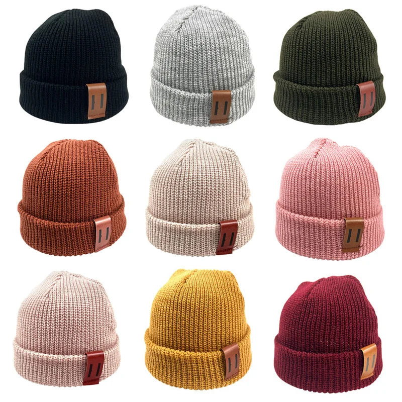 Gorro de malha elástica infantil, chapéu de bebê, acessórios infantis, meninas, meninos, inverno, primavera, 1-4 anos