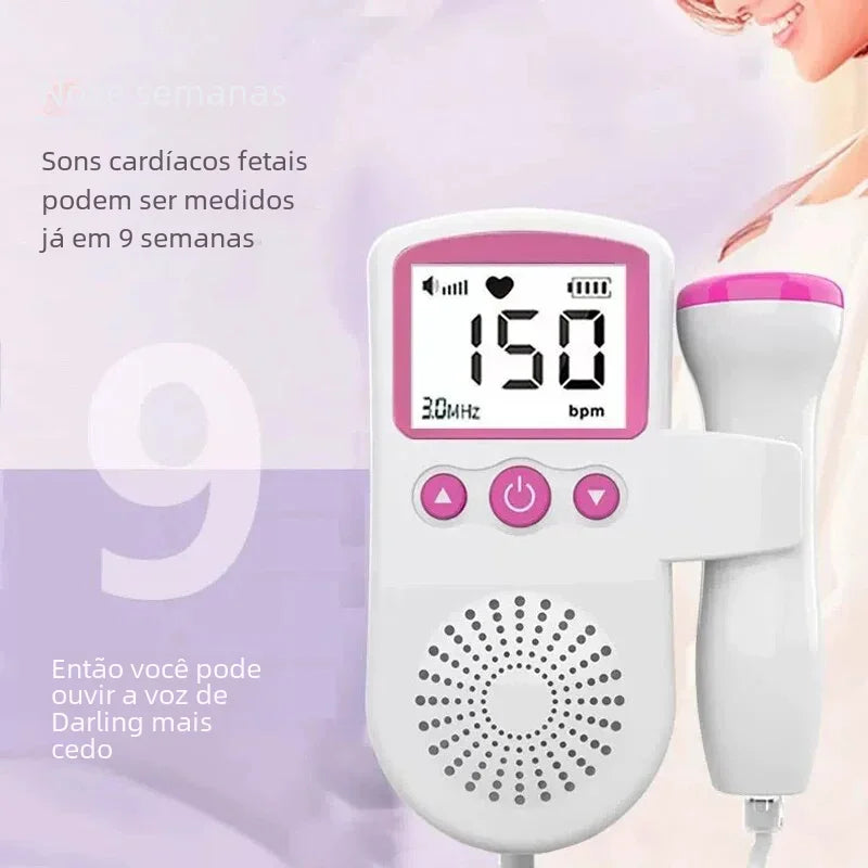 Detector de freqüência cardíaca fetal ultrassônico para mulheres grávidas, Monitor do batimento cardíaco do bebê, Doppler para gravidez