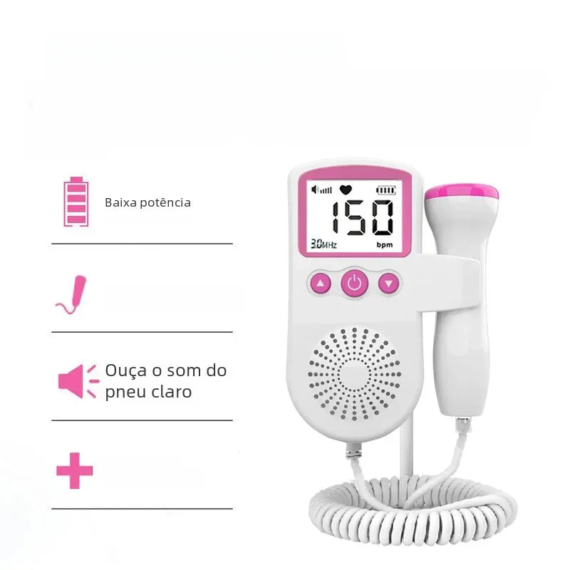 Detector de freqüência cardíaca fetal ultrassônico para mulheres grávidas, Monitor do batimento cardíaco do bebê, Doppler para gravidez