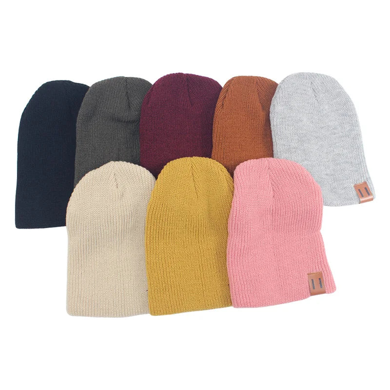 Gorro de malha elástica infantil, chapéu de bebê, acessórios infantis, meninas, meninos, inverno, primavera, 1-4 anos