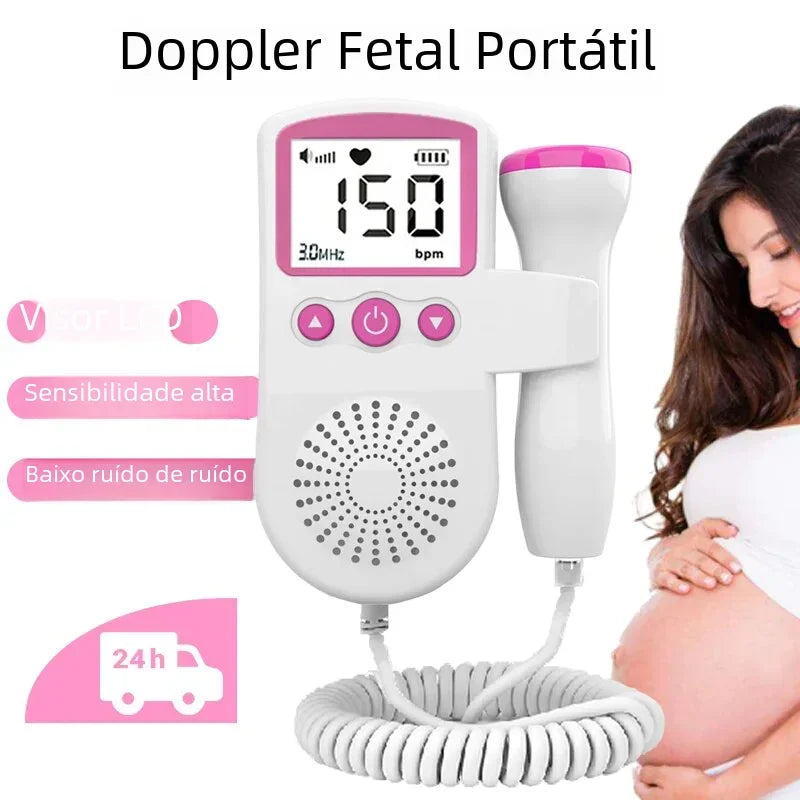 Detector de freqüência cardíaca fetal ultrassônico para mulheres grávidas, Monitor do batimento cardíaco do bebê, Doppler para gravidez